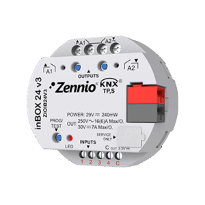 Zennio inBOX 24 v3, KNX Multifunction Flush Actuator, 2 outputs 16A/4 inputs A/D
