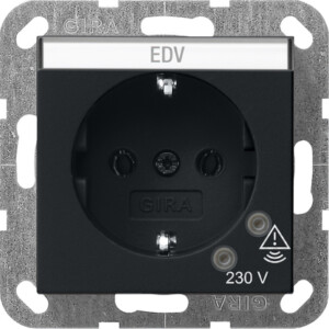 GIRA Schuko Sock  Overvoltage Prot  + In Sp  System 55 Black M