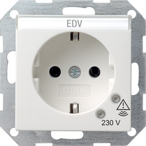 GIRA Schuko Sock  Overvoltage Prot  + In Sp  System 55 P White M