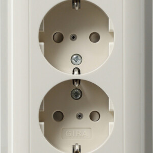 GIRA 2-G Schuko Sock  Sh + Cov Unit System 55 Cr White