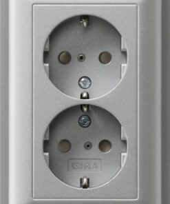 GIRA 2-G Schuko Sock  Sh + Cov Unit System 55 C Alum