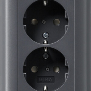 GIRA 2-G Schuko Sock  Sh + Cov Unit System 55 Anthra