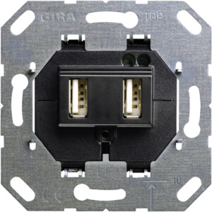 GIRA Usb Pow Supply 2-G Type A/A Insert Black