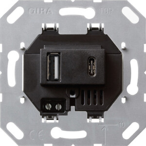 GIRA Usb Pow Supply 2-G Type A/C Insert Black