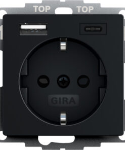 GIRA Schuko Sh Usb Pow Supply 2-G Type A/C System 55 Black M