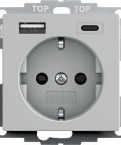 GIRA Schuko Sh Usb Pow Supply 2-G Type A/C System 55 Grey M