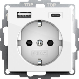 GIRA Schuko Sp Usb Pow Supply 2-G Type A/C System 55 P White