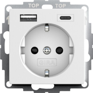 GIRA Schuko Sh Usb Pow Supply 2-G Type A/C System 55 P White M