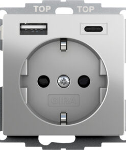 GIRA Schuko Sp Usb Pow Supply 2-G Type A/C System 55 Stainl Steel(Lac )
