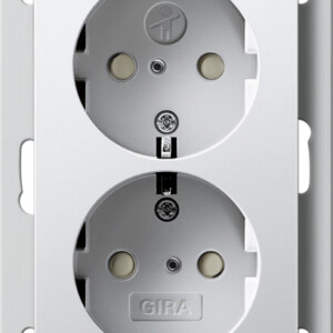 GIRA 2-G Schuko Sock  Sh F  Fm Db 1-G System 55 P White