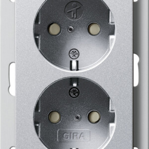 GIRA 2-G Schuko Sock  Sh F  Fm Db 1-G System 55 C Alum