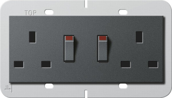 GIRA 2-G Sock  Bs 13 A Switched + Sh System 55 Bs 80 Anthra