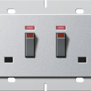 GIRA 2-G Sock  Bs 13 A Switched Ctrl L  + Sh System 55 Bs 80 C Alum