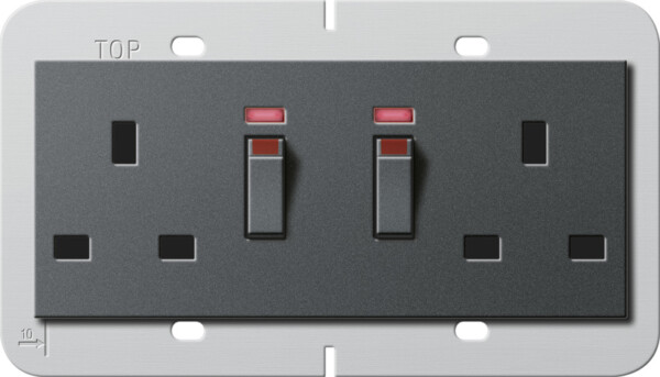 GIRA 2-G Sock  Bs 13 A Switched Ctrl L  + Sh System 55 Bs 80 Anthra
