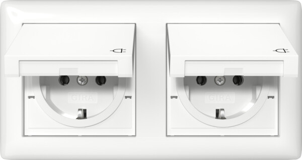 GIRA Schuko Hc + Seal Ip44 + Fr  2-G Standard 55 P White