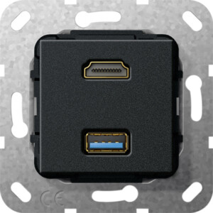 GIRA Hdmi Usb 3 0 A Break Cab  Insert Black M