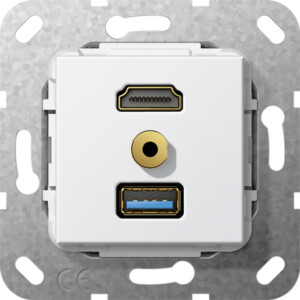 GIRA Hdmi Usb 3 0 A M-Jack G-Ch Break Cab  Insert P White