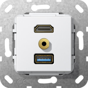GIRA Hdmi Usb 3 0 A M-Jack Break Cab  Insert P White