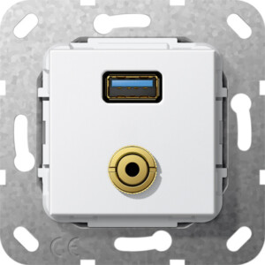 GIRA Usb 3 0 A M-Jack G-Ch Break Cab  Insert P White
