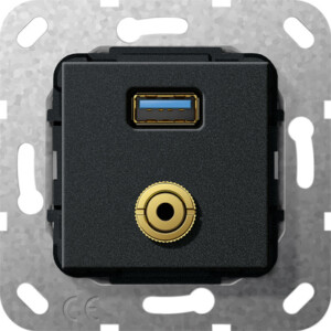 GIRA Usb 3 0 A M-Jack G-Ch Break Cab  Insert Black M