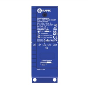 RAPIX DALI-2 Phase Dimmer 400W - single channel (excludes DIN mount bracket and load bypass MMBP)