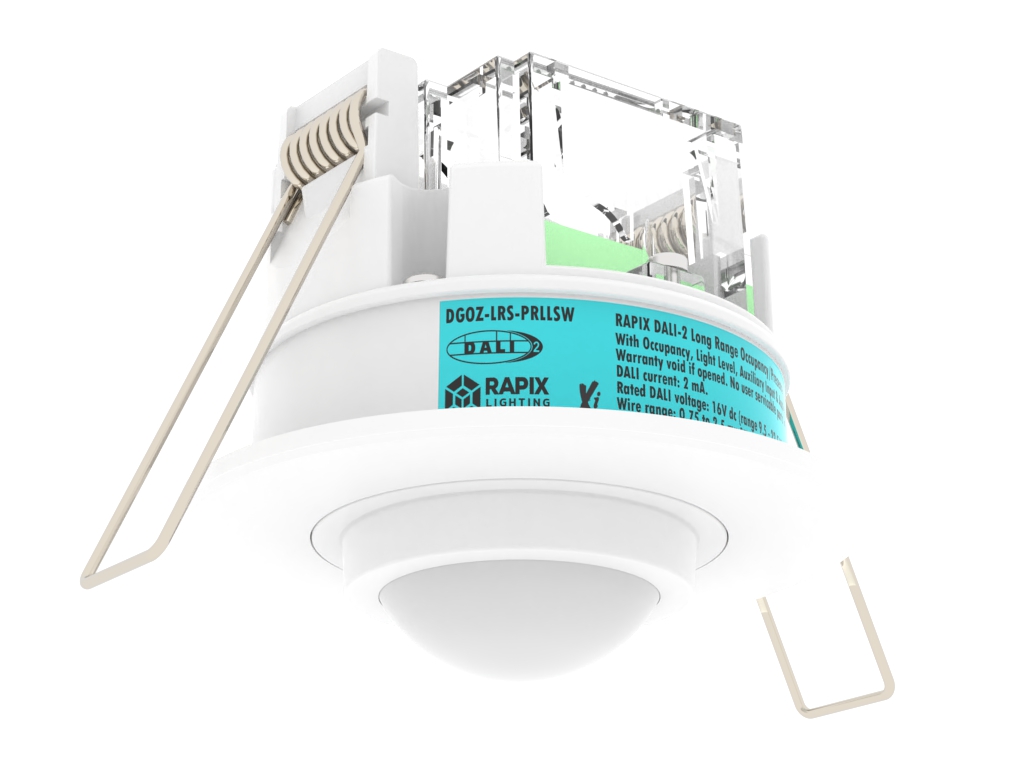 RAPIX DALI-2 LONG RANGE Occupancy and Light Level Sensor - Includes dry contact input - White