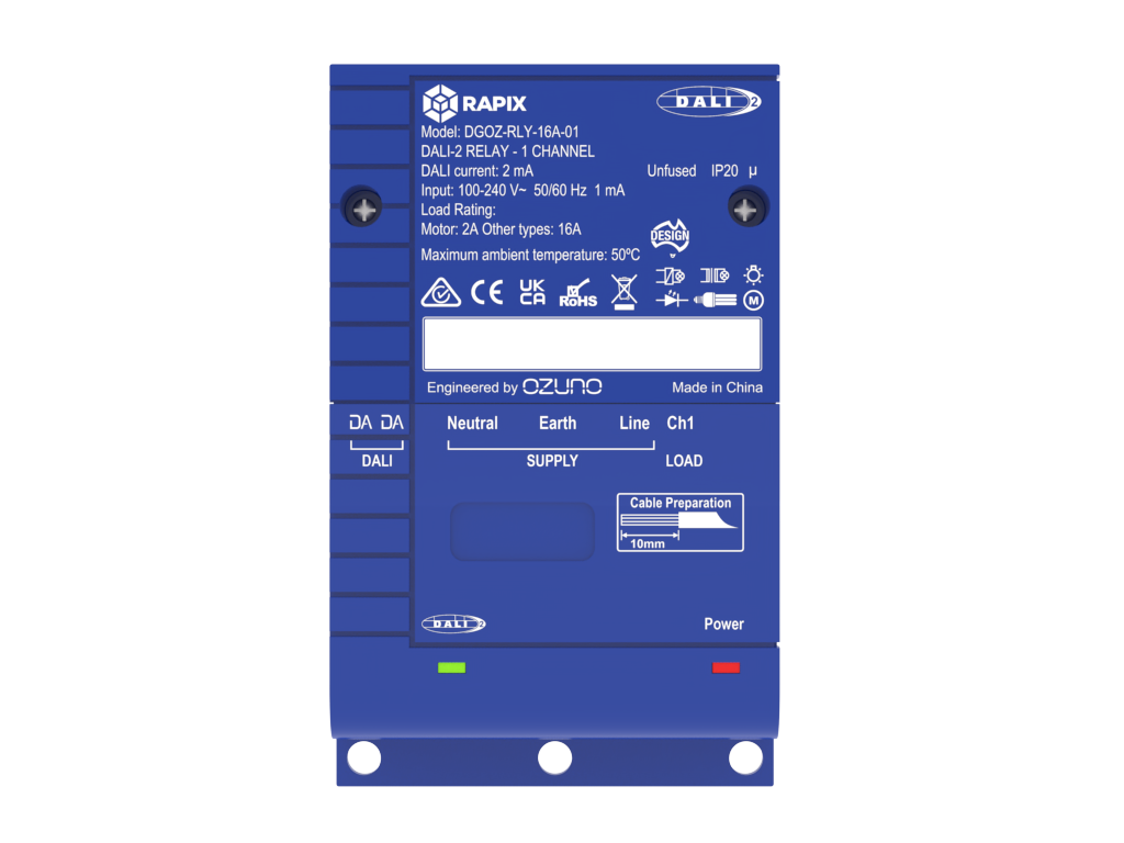 RAPIX DALI-2 One Channel Relay, 16Amp Inductive relay