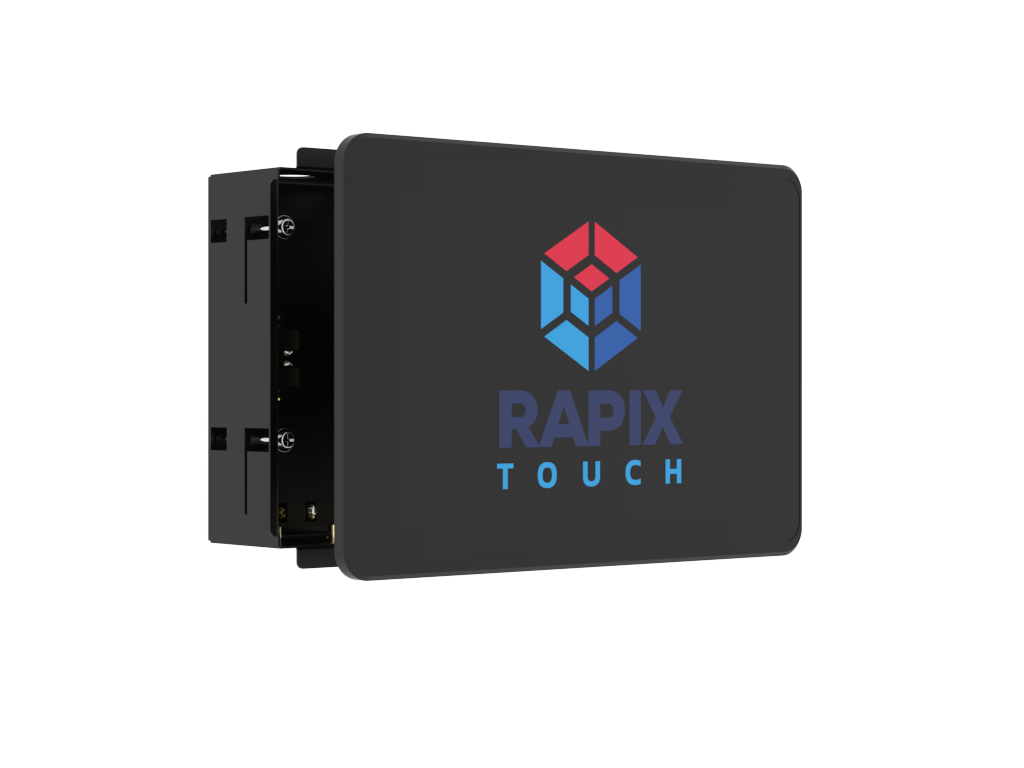 RAPIX LCD 10 inch Touch Sceen (Black) - Capacitive Touch, Multiple Pages, With RAPIX TOUCH pre-installed, includes plasterboard wall mounting enclosure